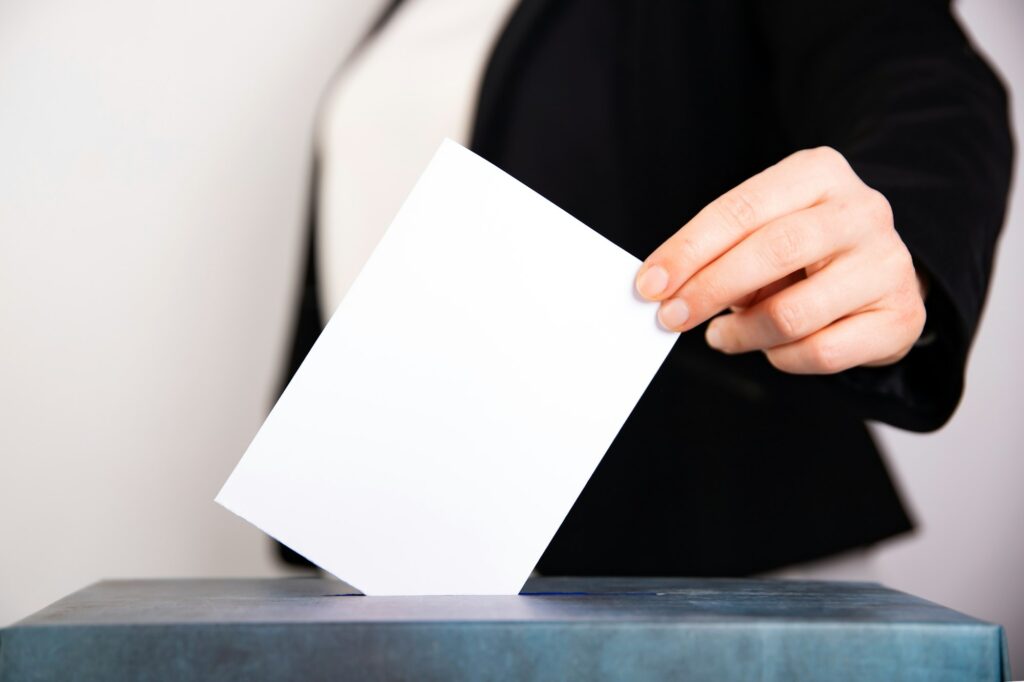 Woman votes on election day.