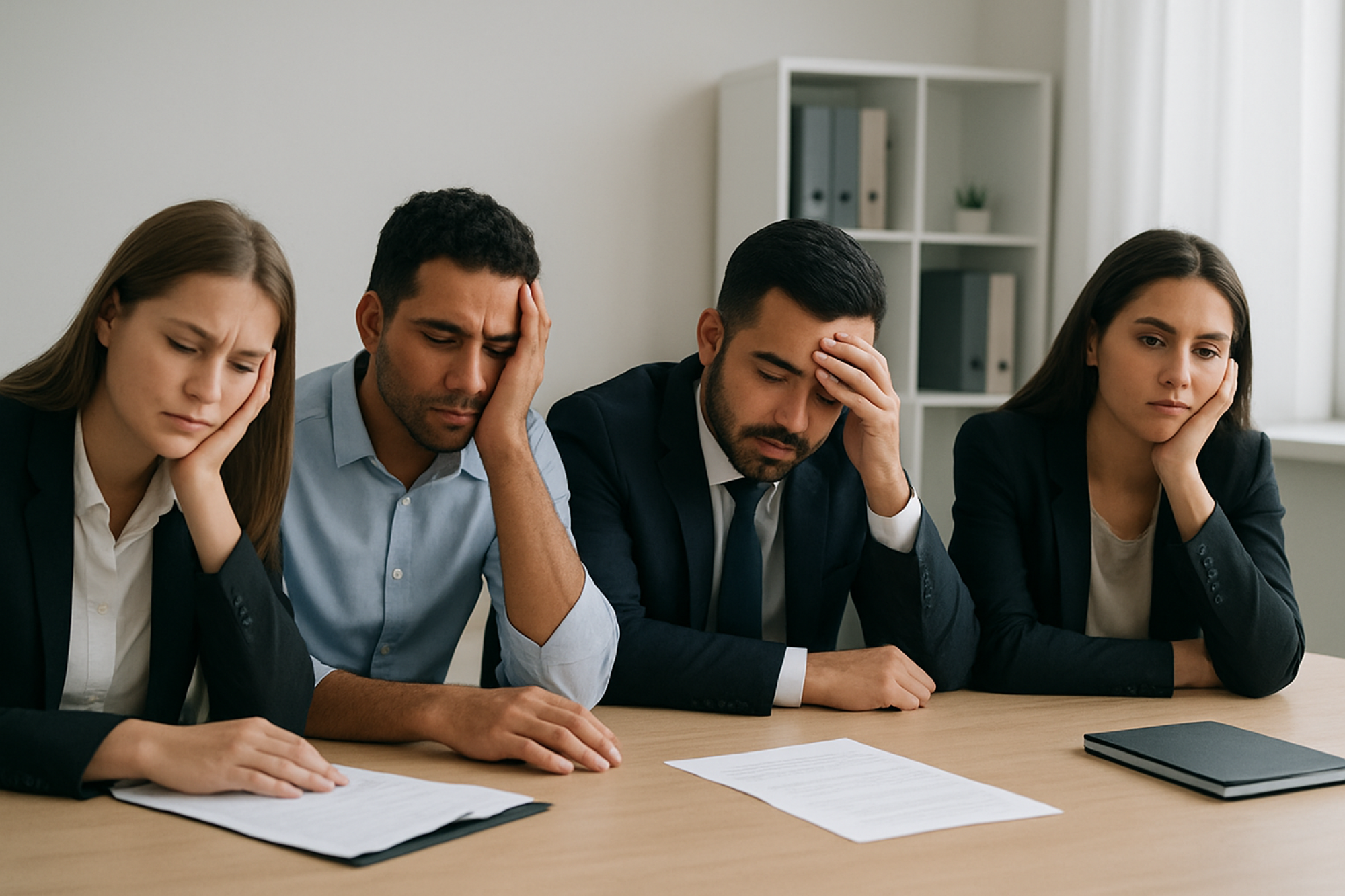 Réunion stressante dans un bureau moderne